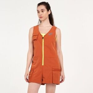 Nike Women's V-Neck Athletic Sportswear Icon Clash Orange Romper